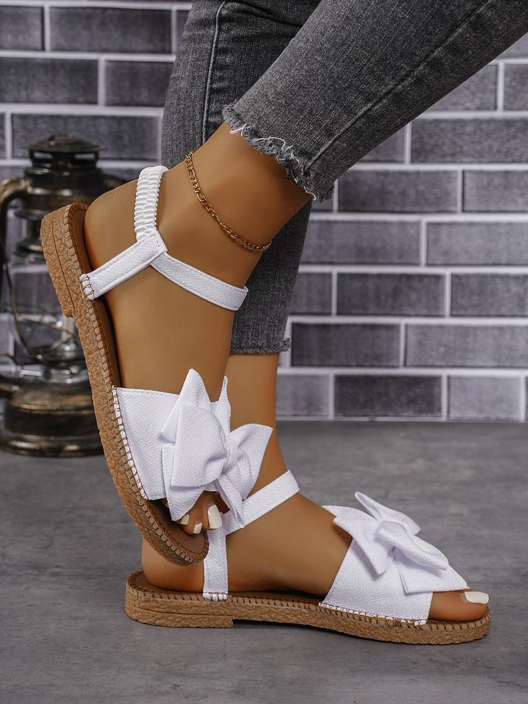Fashion 2025 New Women's Counter Sliding Trend Sandals Summer Fashion Beach Casual Slippers Outdoor Bow Elastic Flat Shoes Zapatos Mujer