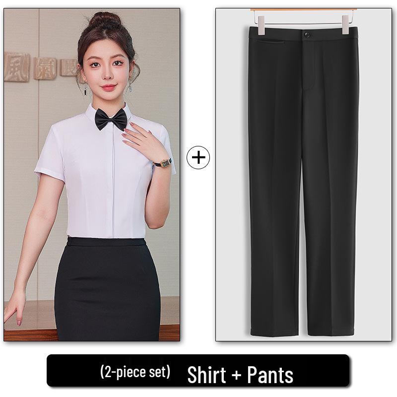 Unisex Long Sleeve Workwear Uniform for Hotel and Bank Employees - Spring/Fall Style Shirt Set