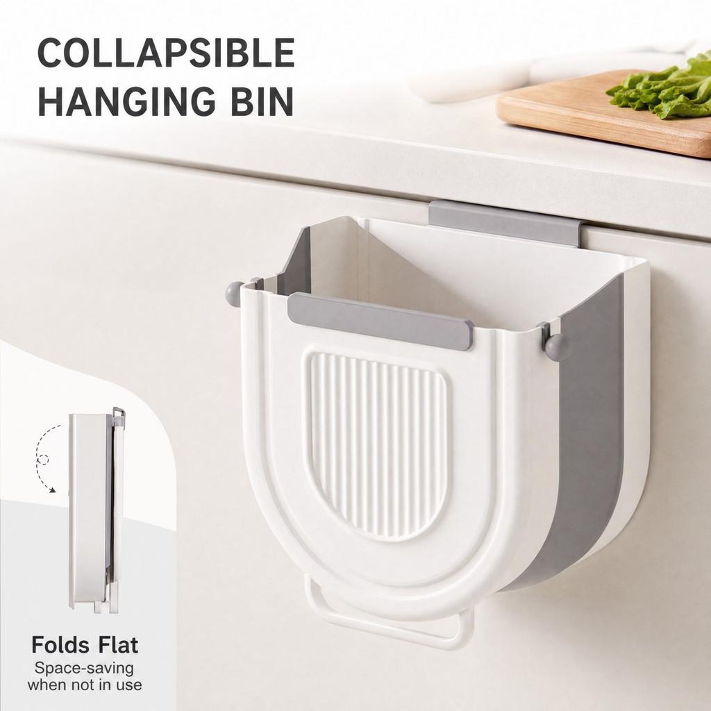 Wall Mounted Folding Kitchen Can with Cabinet Door Hanging Design for Home