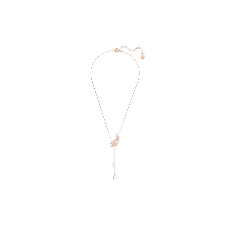 Swarovski Pavé Stone Feather Pattern Cubic Zirconia Necklace Women's Rose Gold 5663485
