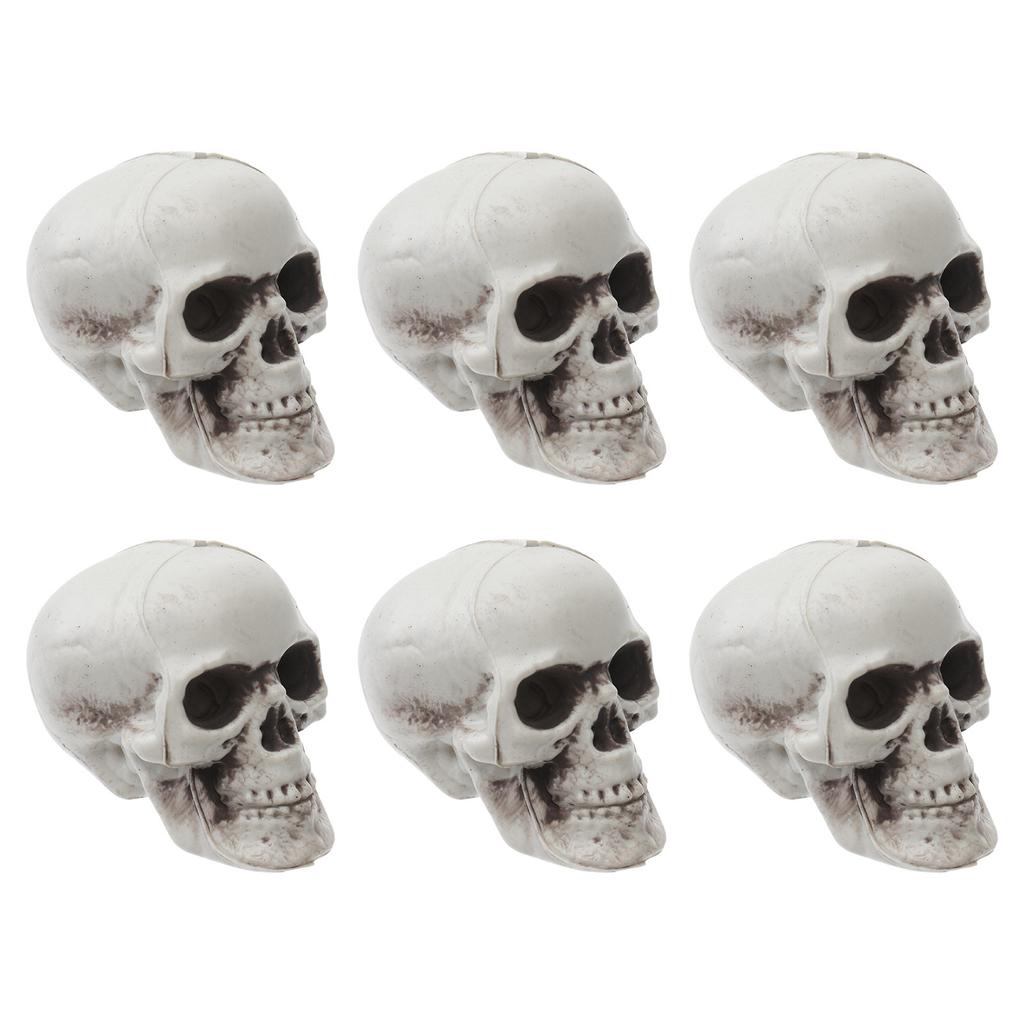 4Pcs Spooky Plastic Skull Ornament Halloween Decor Prop for Table Mantel Shelf Ktv Bar Haunted House Party Use