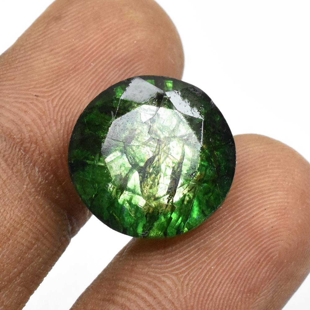 Colombian 13.25 Ct Natural Green Emerald Round Cut CERTIFIED Loose Gemstone