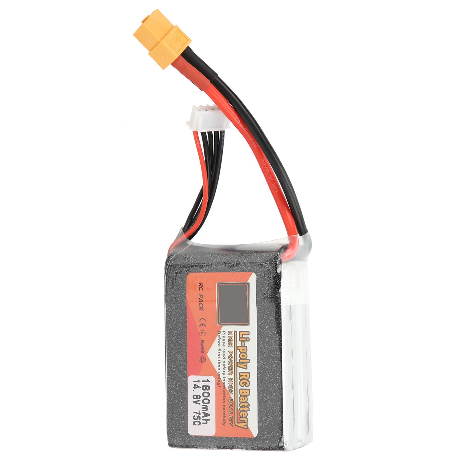 

14.8V 1800mAh 4S 75C Lipo Battery Pack with XT60 Plug RC Battery for RC Car Boat Truck Helicopter