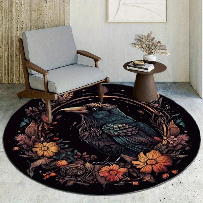 Bird Flower Round Rug Nonslip Area Rug Office Chair Mat Carpet For Living Room Bedroom Home Decor