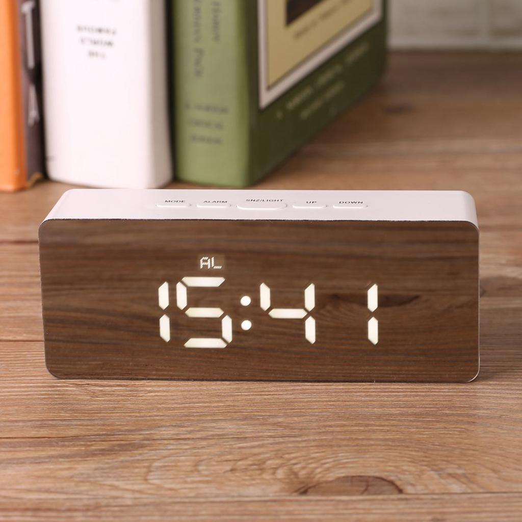 Multi function LED Digital Cosmetic Mirror Alarm Clock Gift Rectangle