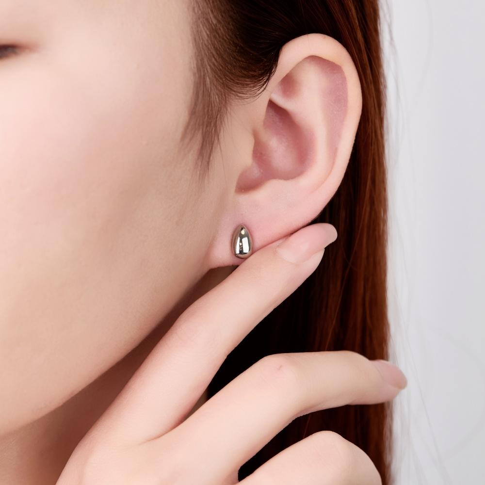 Punk Chunky Water Drop Earring Half Empty 925 Sterling Silver Stud Earrings