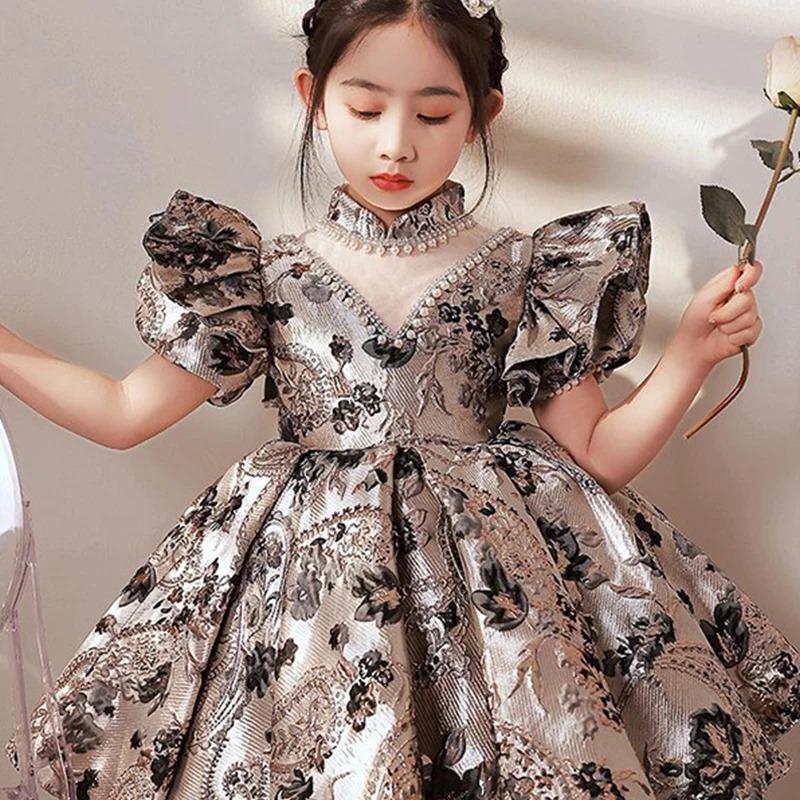 Flower Girl Dresses Kids Turkish Ball Gowns Vintage Spanish Children Birthday Party Dress Easter Eid Birthday Party