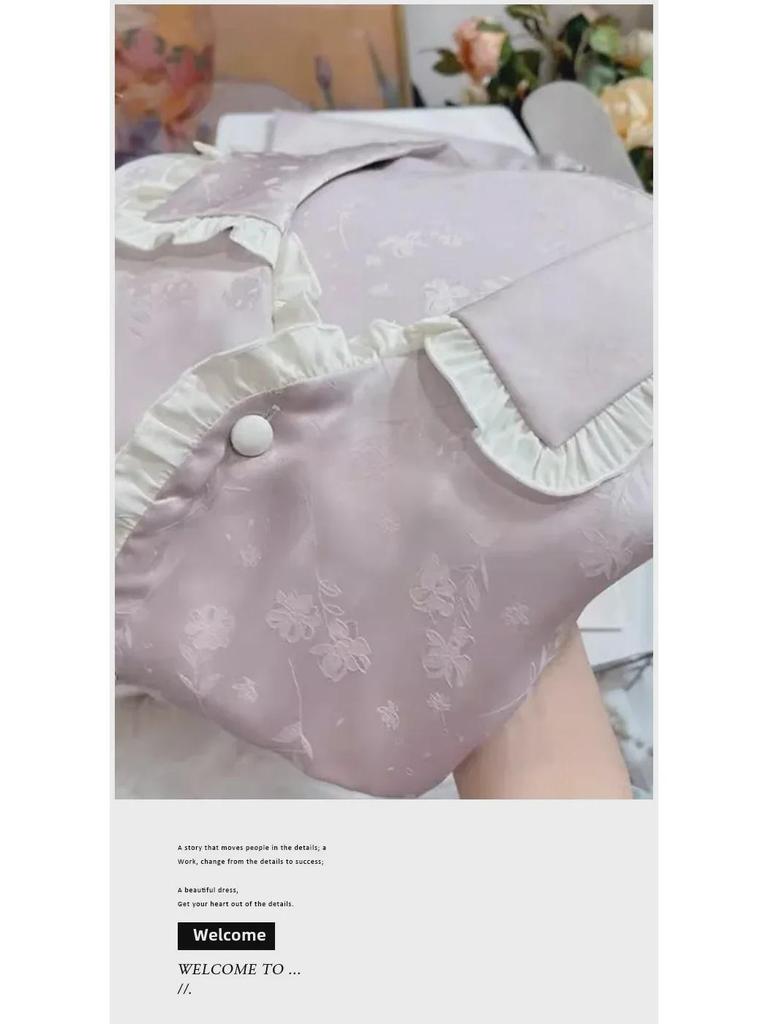 High-Quality Women's Summer Lace Pajamas Set - Long-Sleeved Two-Piece for Comfort At Home