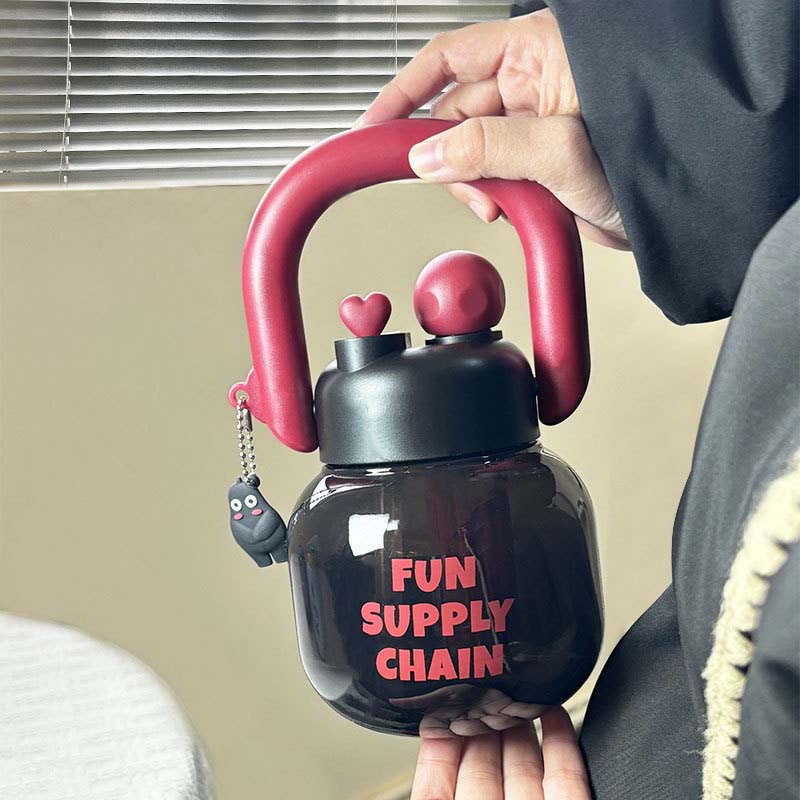 800Ml Big Belly Plastic Water Bottles With Handle Tea Filter Double Drink Kettle Cute Girls Juice Milk Bubble Coffee Sippy Cup