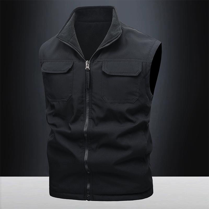 Direct sales M-8XL large size men's outdoor fishing tooling casual double-sided vest young and middle-aged stand-up collar