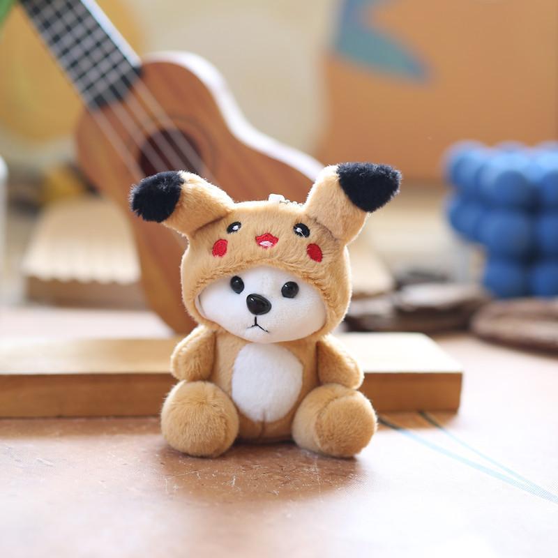 

Charming Kawaii Bear Plush Keychain Ultra-soft Short Plush Stuffed Animal Toy Pikachu Brown