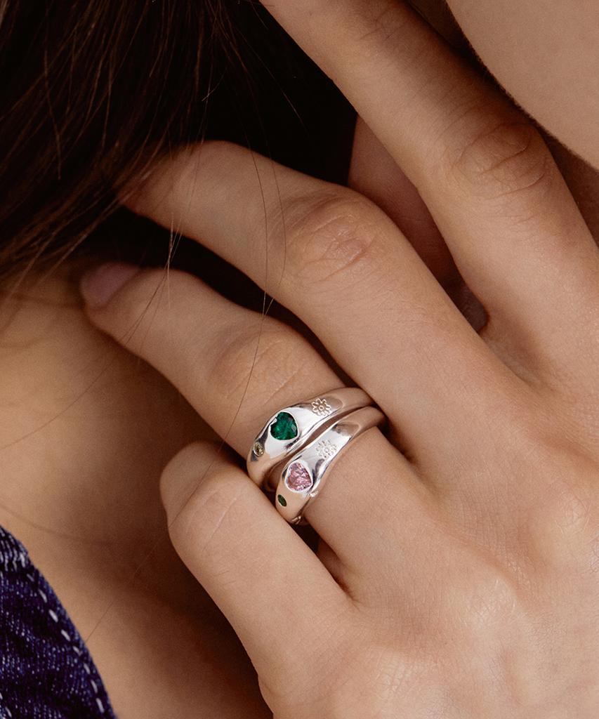 Tatiana (Silver925) Flower Draw Heart Cubic Ring Cr1811