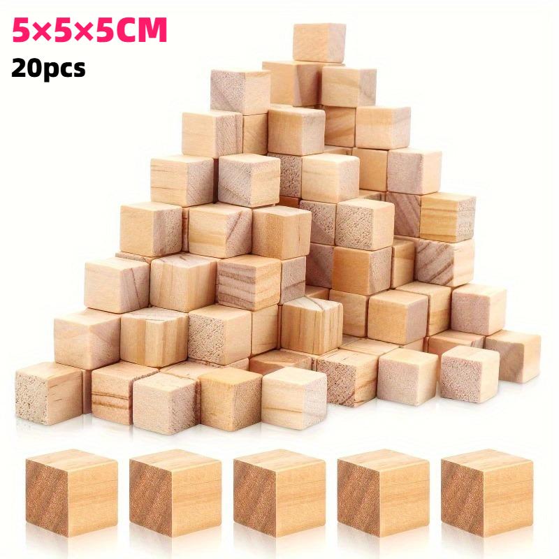 20-400pcs Natural Wooden Blocks Small Wood Cubes Smooth-sided Crafting Blocks Supplie for Craft and Puzzle Making DIY Home Decor