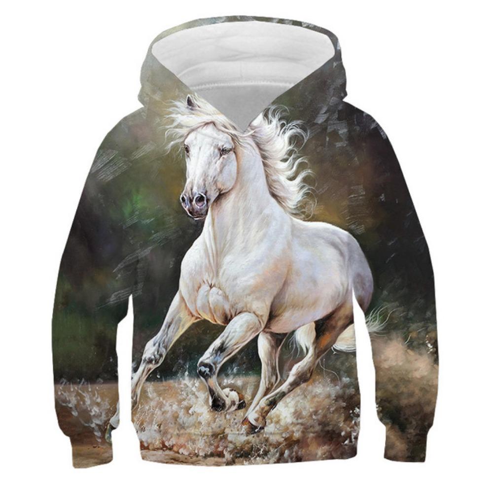 Kids Clothes Boy Hoodies Long Sleeve Creative 3D Horse Print Children Spring Fall Clothes Casual Stylish Outdoor Boy Clothes Top