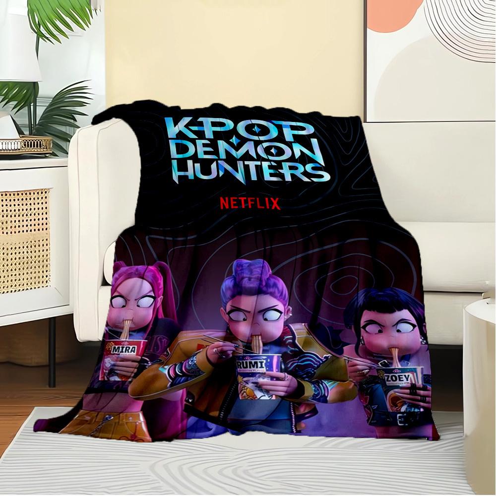 Gruppo di Ragazze Anime K-POP Coperta Morbida Calda delle Quattro Stagioni Copriletto Spesso a Maglia in Poliestere per Tutte le Stagioni per Letto, Campeggio, Viaggio Regalo Perfetto