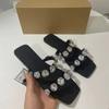 Women's Shoes, Black Flat Sandals, Casual Flat Heeled Beach Shoes
