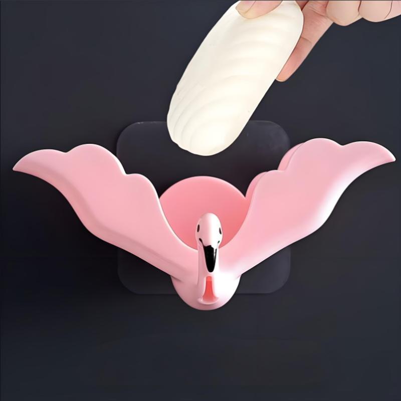 Kreativní miska na mýdlo ve tvaru plameňáka Stojan na mýdlo do sprchy Koupelna Bez vrtání Mýdlenka Nástěnný úložný držák