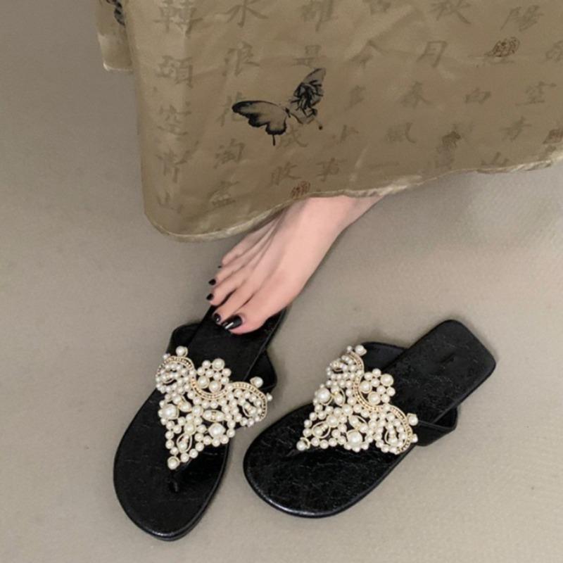 Fashion Fad Women Casual Sandals Bohemian Style New Fashion Pearl Decoration Sandals for Women Light Comfort Beach Shoes Sandalias Mujer