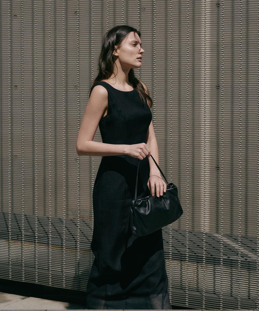 Lamerei Boat Neck Sleeveless Dress[Lmbfsu25Dr5808]-Black
