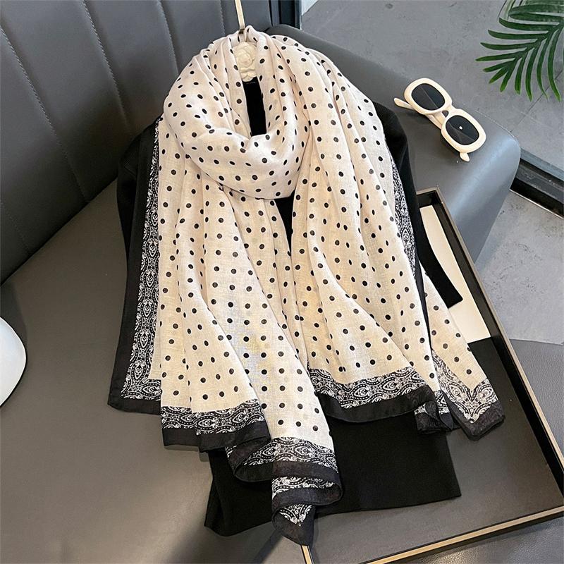 New Spring Women Cotton Scarf Beach Hijab Shawls and Wraps  Luxury Brand Flower Female Foulard Echarpe Designer Bandana