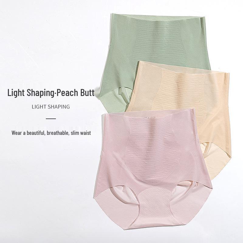 Ultradünne nahtlose Baumwollslips mit hohem Bund und Bauchkontrolle für Damen