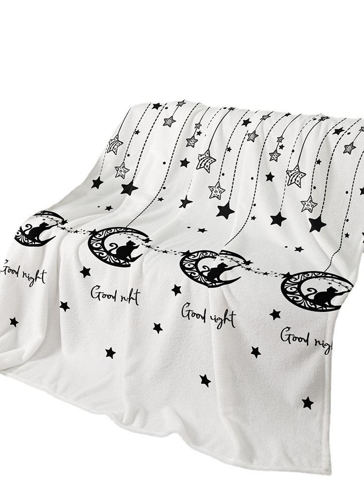 Flannel Blanket Black Moon Crystal Fleece Blanket Bedroom Living Room All Seasons