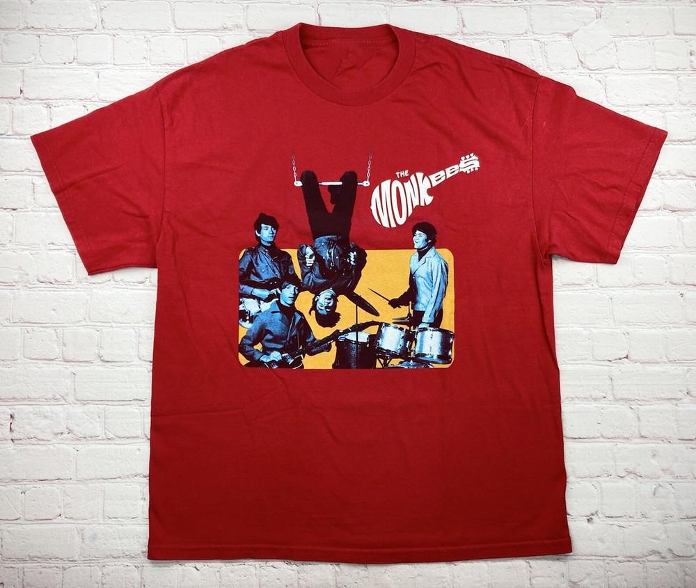 Retro The Monkees Band Live In Tour Heavy Cotton Red T Shirt EN807 Unisex T-Shirt
