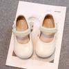 Little Girls Leather Shoes Soft Kids Mary Janes with Beading Beaded Chic Princess Sweet Simple Children Flats White for Wedding
