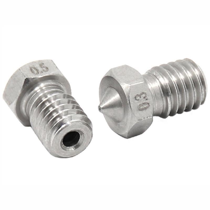 

5 шт., сопло из нержавеющей стали, детали для экструдера для 3D-принтера, резьбовая часть накаливания 0.4-1.75mm