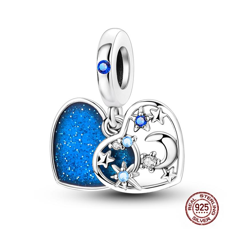 Round Clip Charms Plata Shining Moon Star Char Copper Spacer Clasp Fit Original Bracelet Glow Safety Chain Beads Diy Jewelry