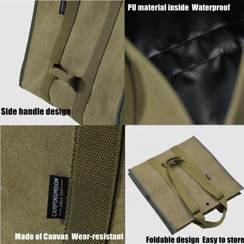 CAMPINGMOON Large Size Canvas Firewood Wood Carrier Bag Log Storage Camping Outdoor Holder Durable Carry Bag With Double Handles