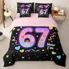 Birthday Duvet Cover with Pillowcases for Kids Boys Girls, Six Seven 2 Pieces Soft Microfiber Bedding Set 67th Bed Room Decor