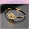 Elegant Simple Cuff Gold Plated Bangle With Sparkling Crystal Rhinestones For Women