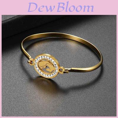 Elegant Simple Cuff Gold Plated Bangle With Sparkling Crystal Rhinestones For Women