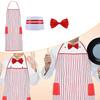 Waiter Adult Costume Kit Red White Striped Apron Soft Multiuse with Two Pockets