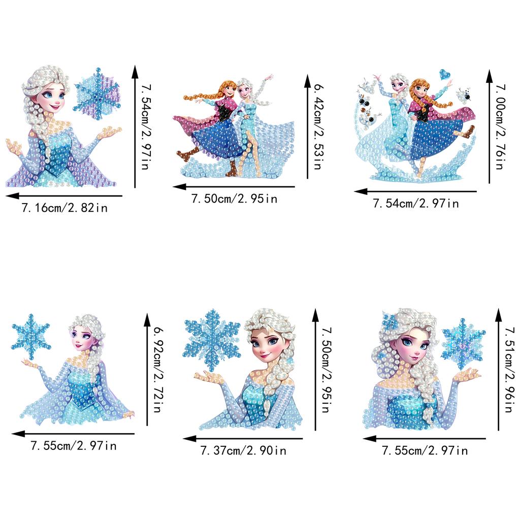 6Pcs Snow Princess Series Diamond Art Fridge Magnet Diamond Painting Refrigerator Magnet Diamond Painting Fridge Magnet for Adults Beginners