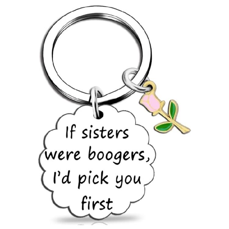 Stainless Steel Polished Floral Keyring Creative Lightweight Portable Friendship Keychain Birthday Gift for Sister