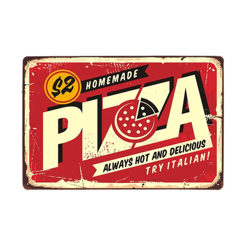 Pizza Schild Retro Blechmalerei Vintage Metallbild Wanddekoration Für Pizzeria Restaurant Esszimmer