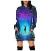 Women's Fashion Casual Print Long Sleeve Pocket Pullover Hooded Blouse Top
