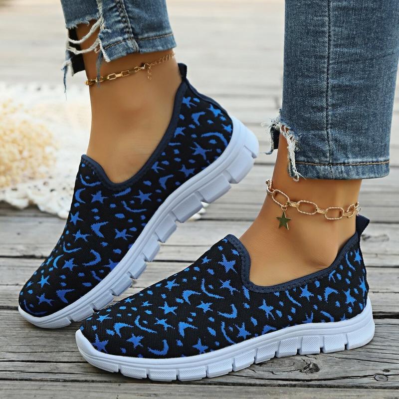 Women's Large Size Spring and Summer Casual Flying Weave New Soft Sole Breathable Mesh One-foot Slip-on Shoes