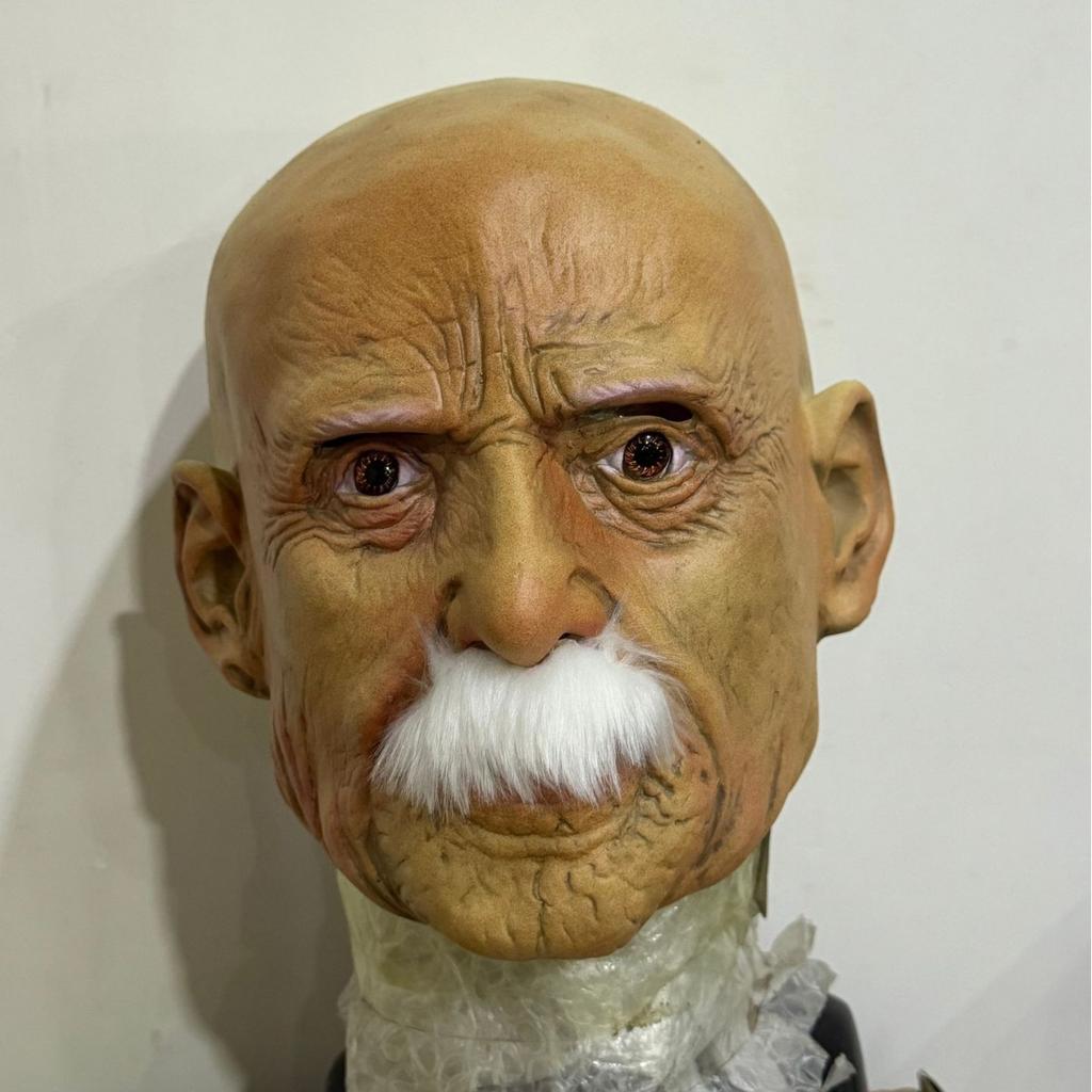 New product: Old lady and old man face mask wig, elderly mask, Halloween ghost face latex mask