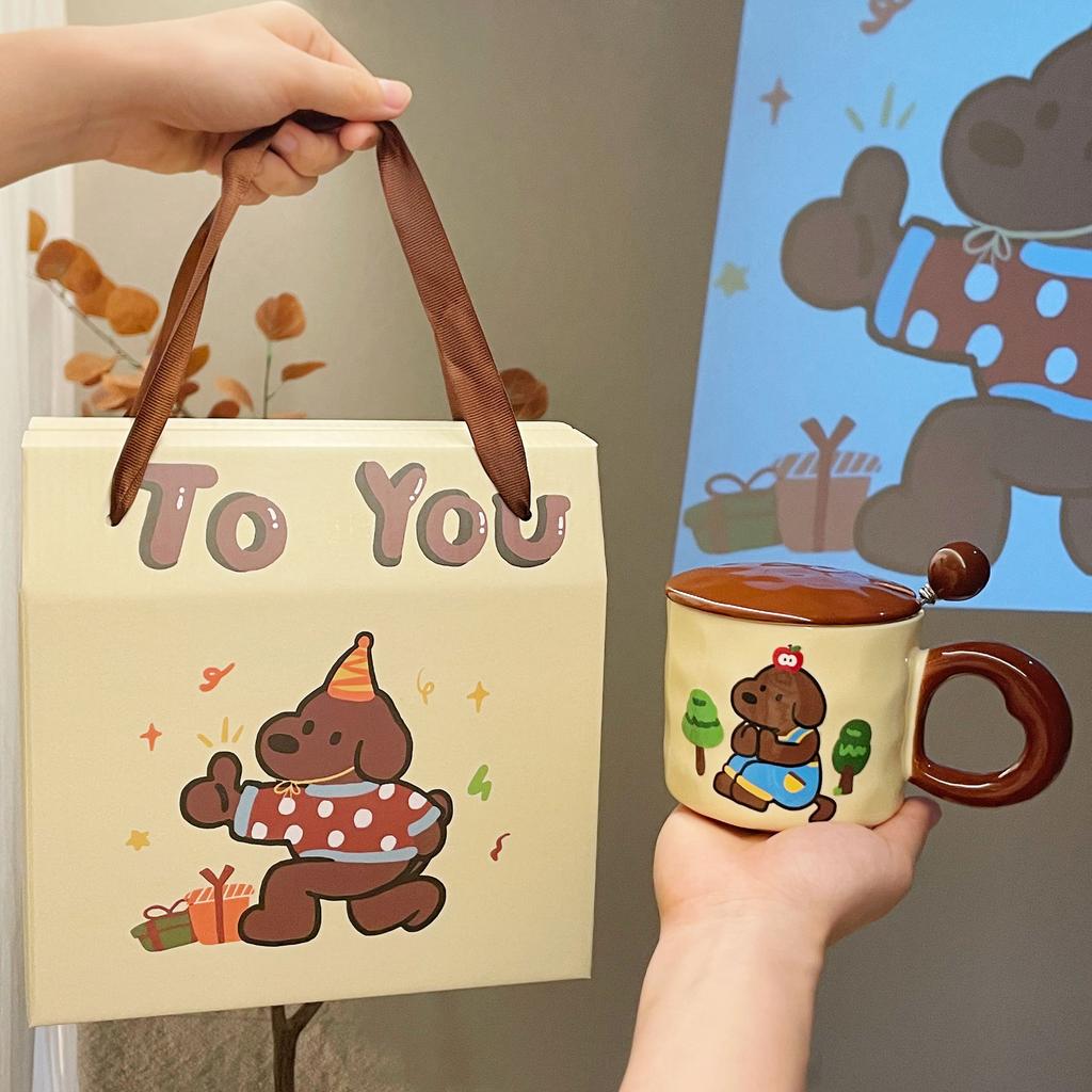 Mug with Lid Spoon 2025 New Female Cute Cup Souvenir Ceramic Water Cup Coffee Cup Advertising Cup