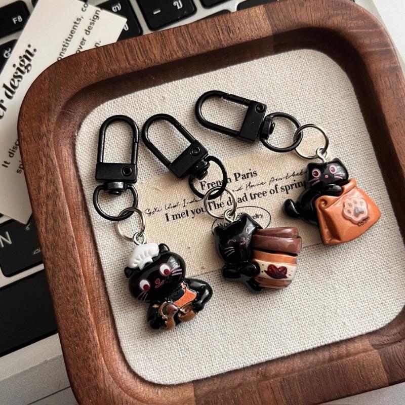 Black Cat Keychain Cute Cartoon Bag Pendant Keychain for Backpack Wallet Handbag Girlfriend Gift