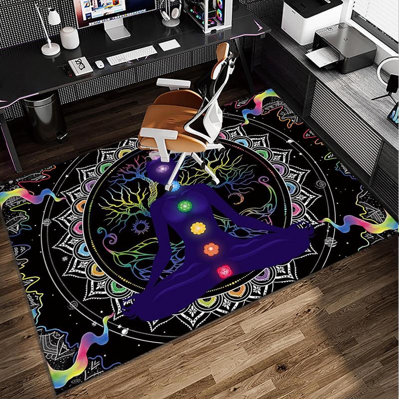 Moonlit Meditation Office Rug Chair Mat, Entryway Carpet, Suitable for Front Door, Bedroom, Living Room, Desk, Holiday Gift