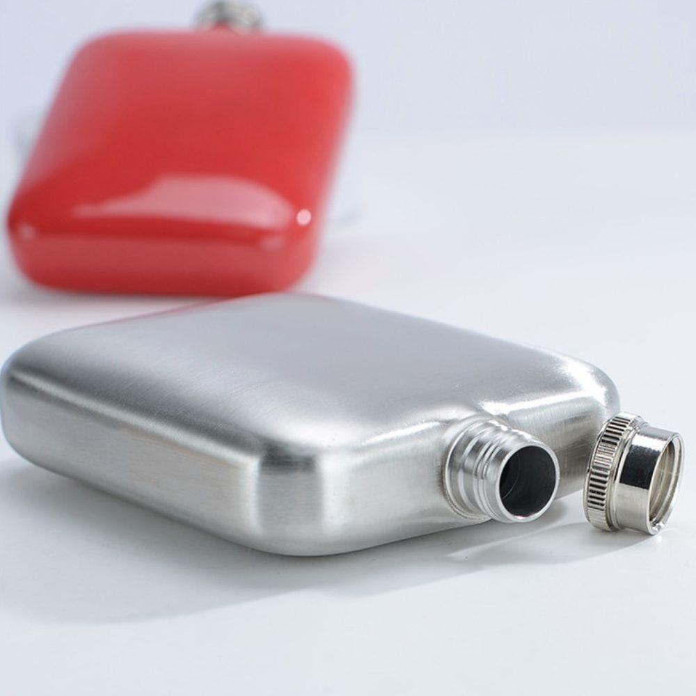 304 Stainless Steel 6oz Wine Flagon with Funnel Unbreakable Pocket Hip Flask Rectangular Fall-resistant Whiskey Pot Camping