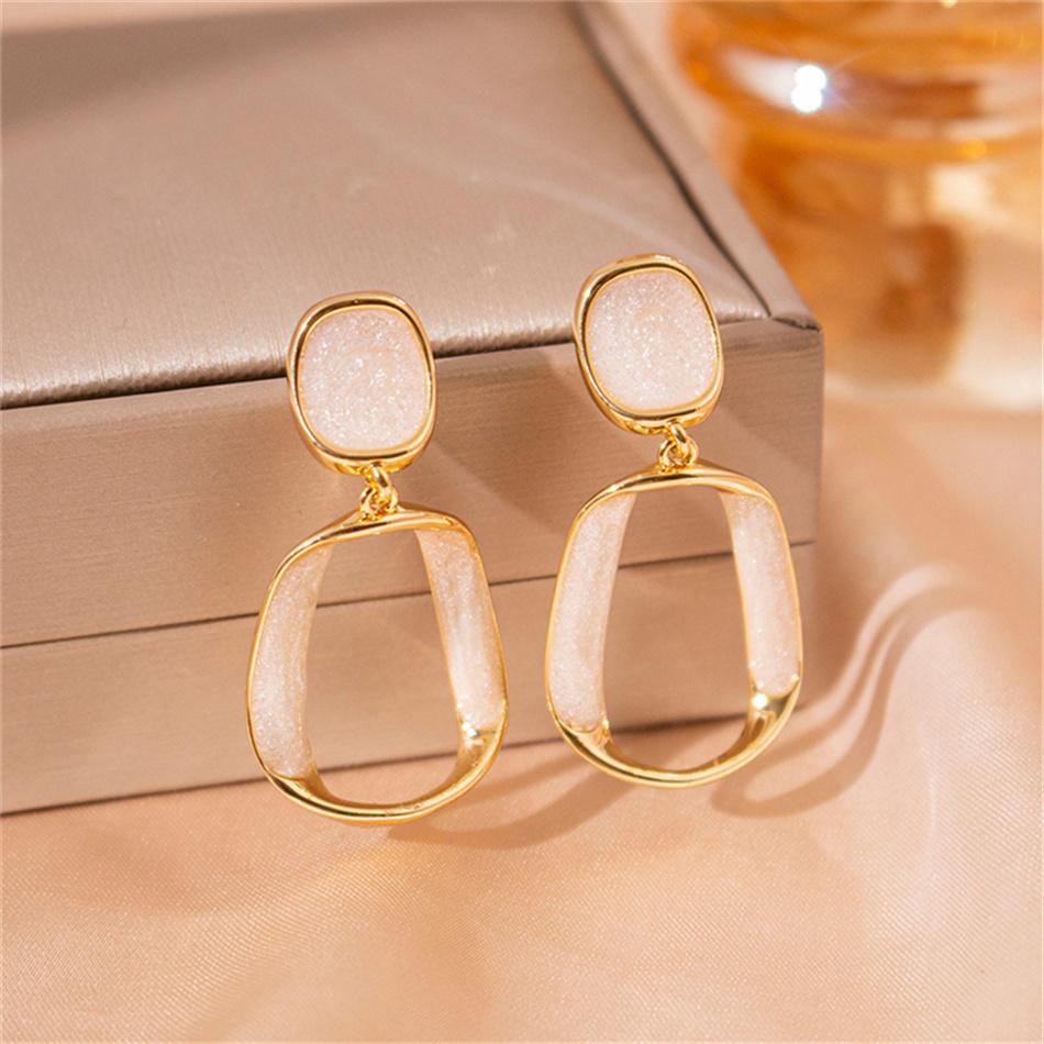 Ancona Red Big Hollow Square Enamel Geometry Drop Earrings Exaggerated Wedding Party Jewelry Accessories Christmas Gift