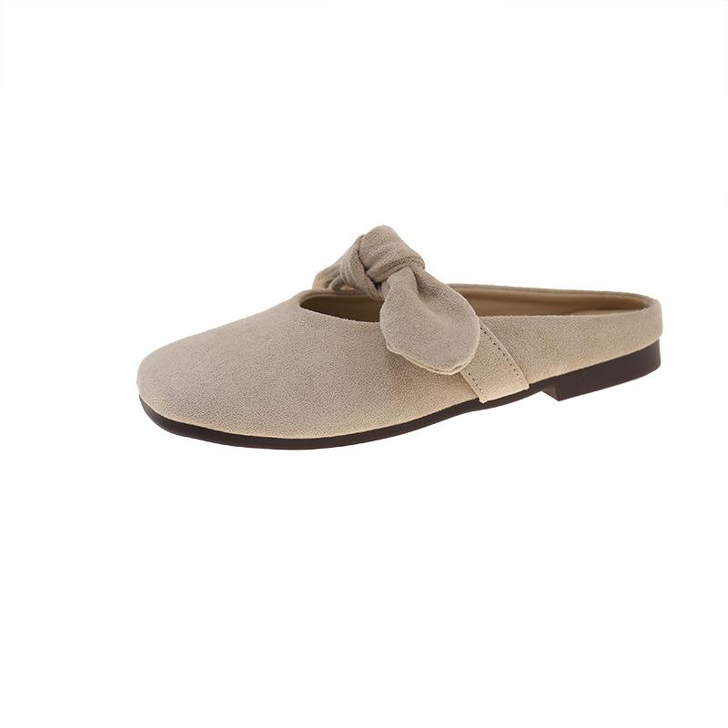 

Мюллер тапочки с бантом и круглым носком, с легким верхом из замши, ленивые, на одном педале, с сумкой-головой, женские 40 абрикосовый