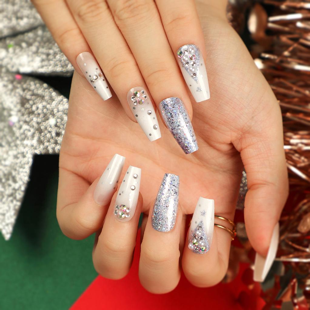 Short Fake Nail Manicure Hot-selling Christmas Nail Film Finished Product Removable Wearable Nail 24 Pieces
