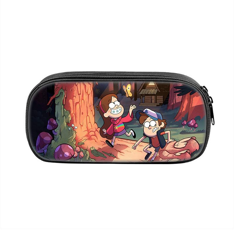Gravity Falls Cartoon Pencil Case Large Capacity Nylon School Supply Organizer For Students
