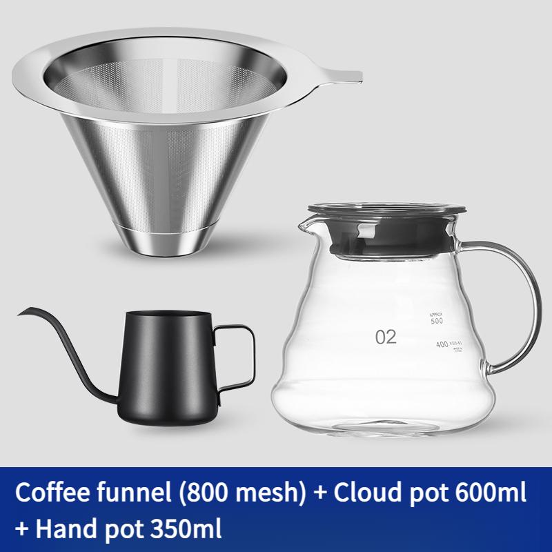 800 mesh kávový filtr z nerezové oceli s dvojitou vrstvou, kávový trychtýř, domácí filtr, bezpapírová sada ručních kávových zařízení